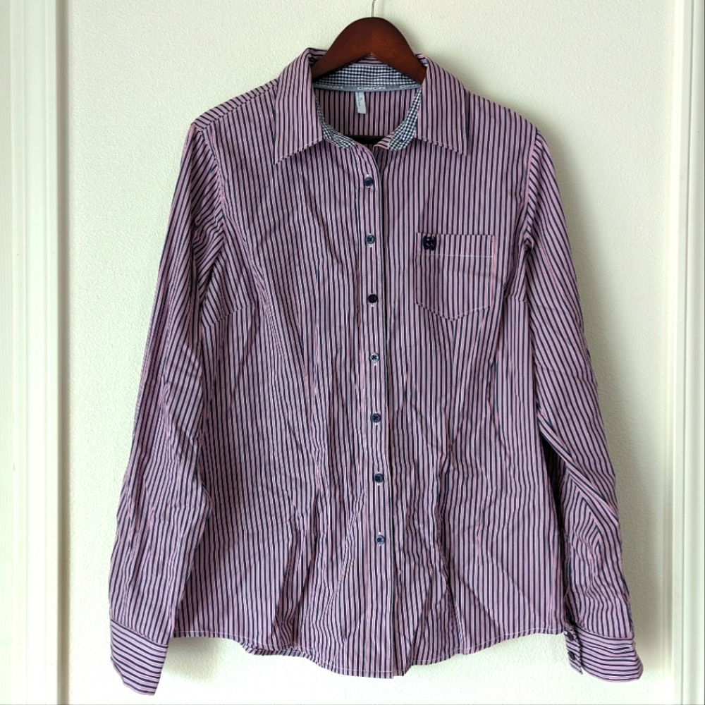 Cinch Men's Pink/Blue Strips Long Sleeve Button Down Western Dress Shirt Size XL